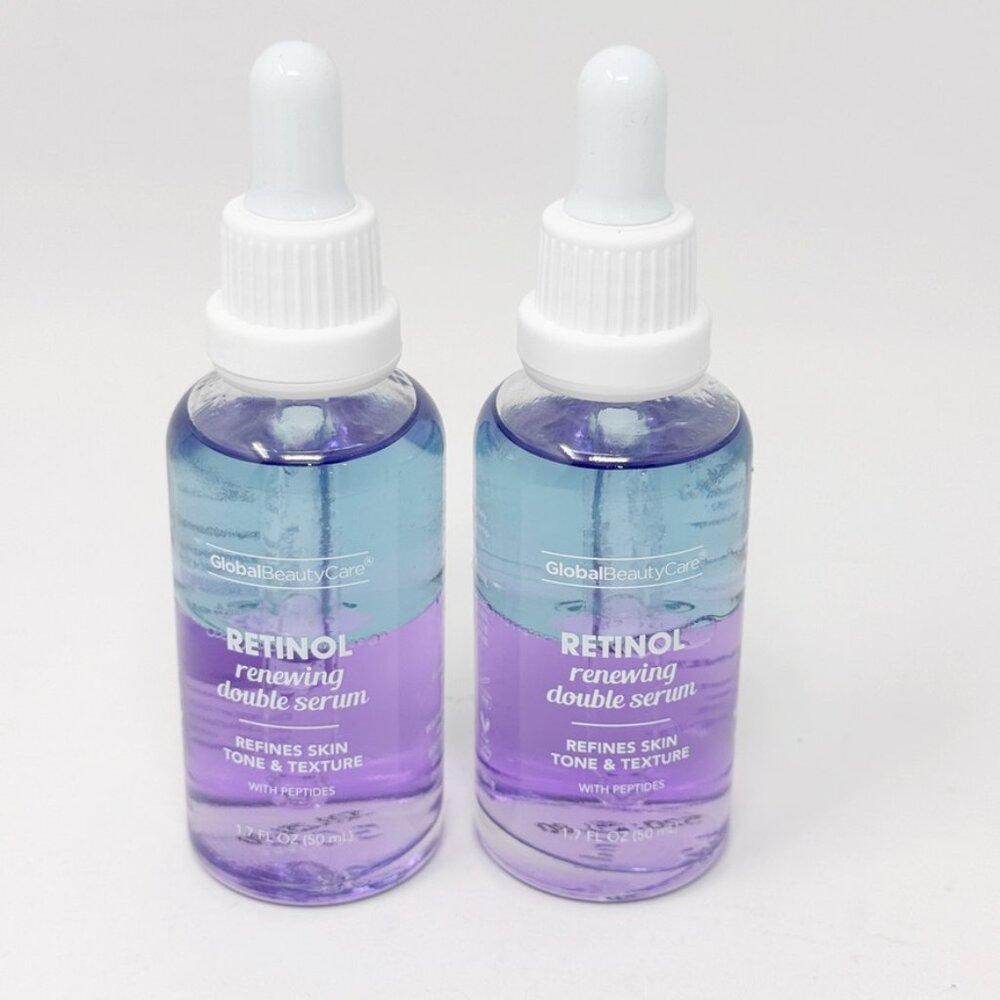 Lot 2 Global Beauty Care Retinol Renewing Double Serum Refines tone texture  NEW